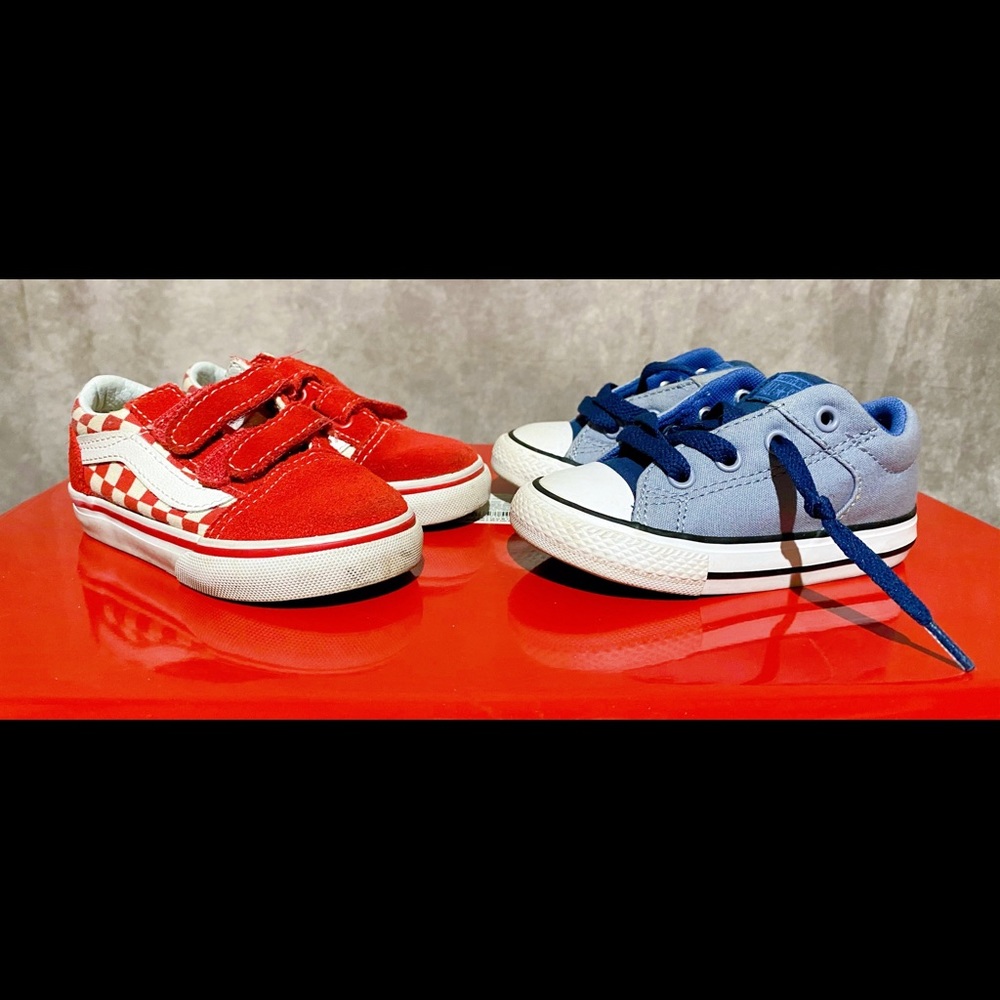 2 Pairs! Vans, Converse Toddler Sneakers Size 6